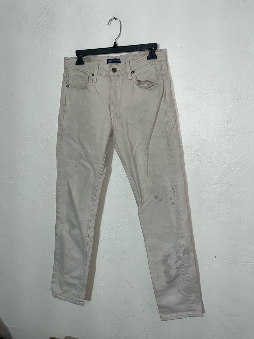 Levi’s Made and Crafted Mens Black Label 511 Jeans White Gray Distressed Slim 30